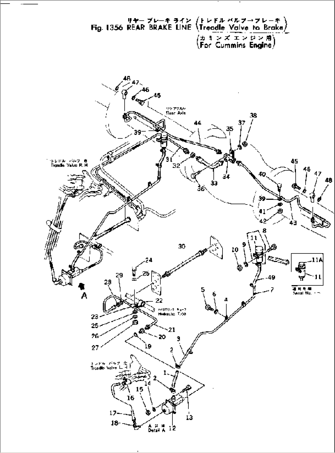 REAR BRAKE LINE (TREADLE VALVE TO BRAKE)