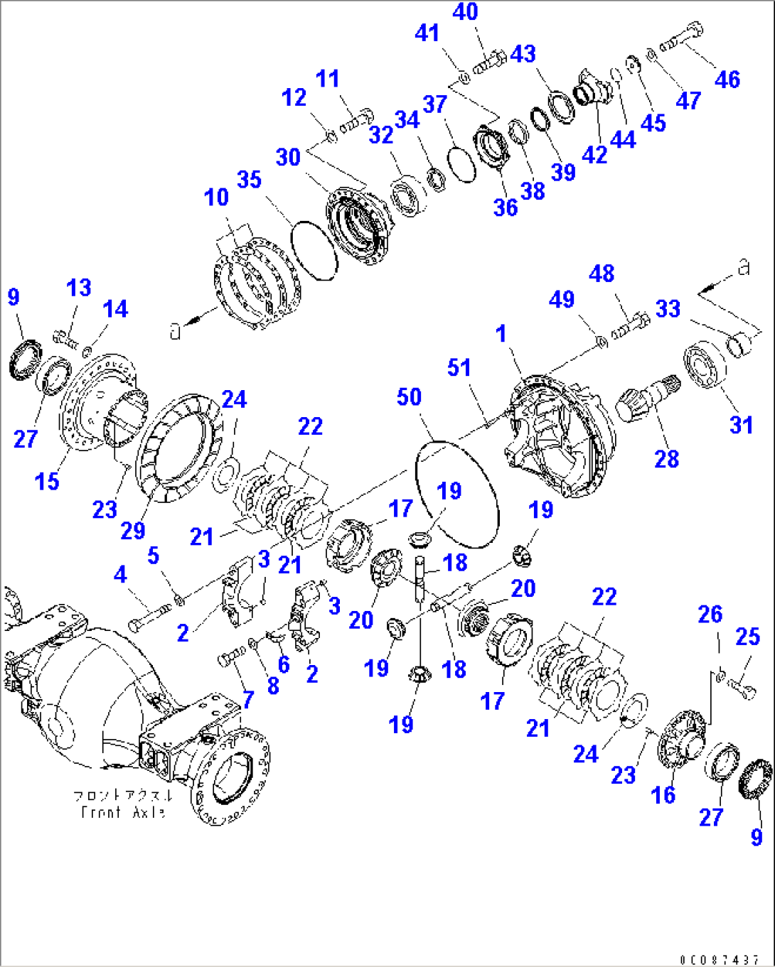 FRONT AXLE (DIFFERENTIAL AND MOUNTING PARTS) (FOR ANTI SLIP DEFFERENTIAL)(#55001-)