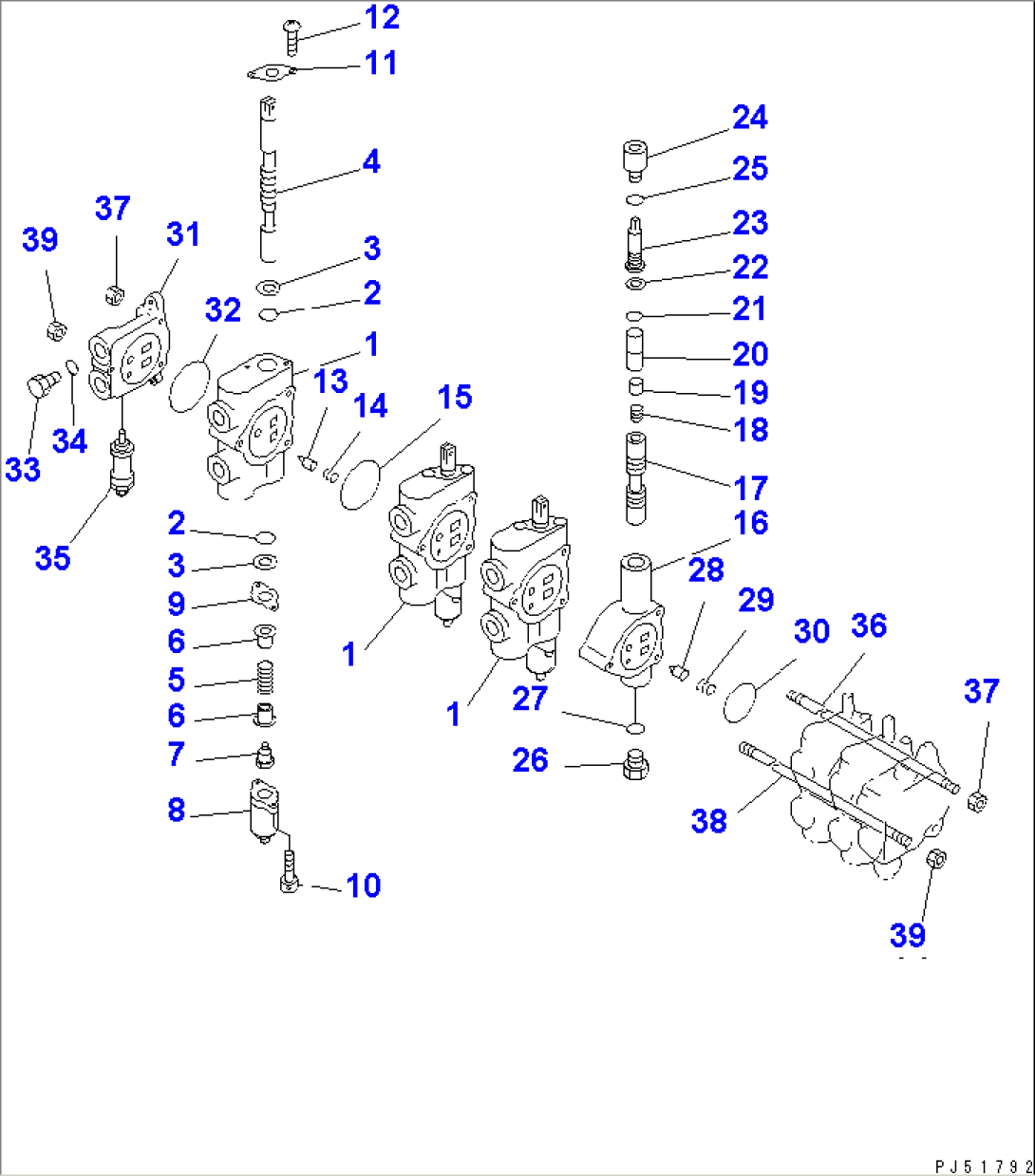 CONTROL VALVE¤ L.H. (1/2) (5-SPOOL)(#6501-)