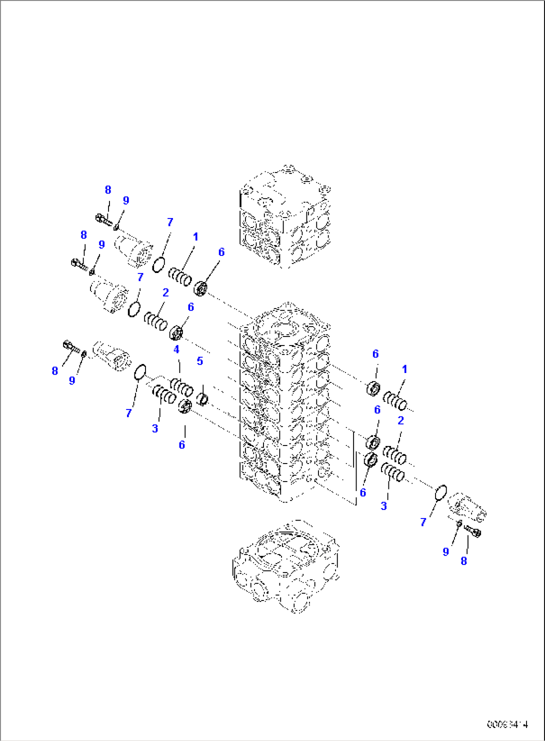 MAIN CONTROL VALVE, FOR MACHINE WITH 2-PIECE BOOM, INNER PARTS (2/15)