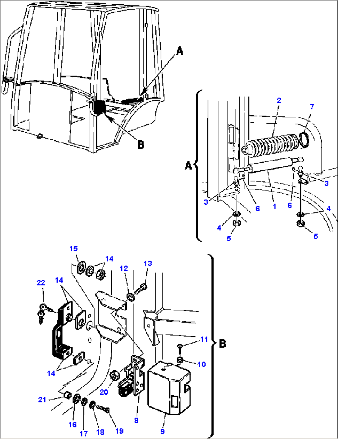 FIG. K5215-02A0 CAB - SPRING AND DOOR LOCK