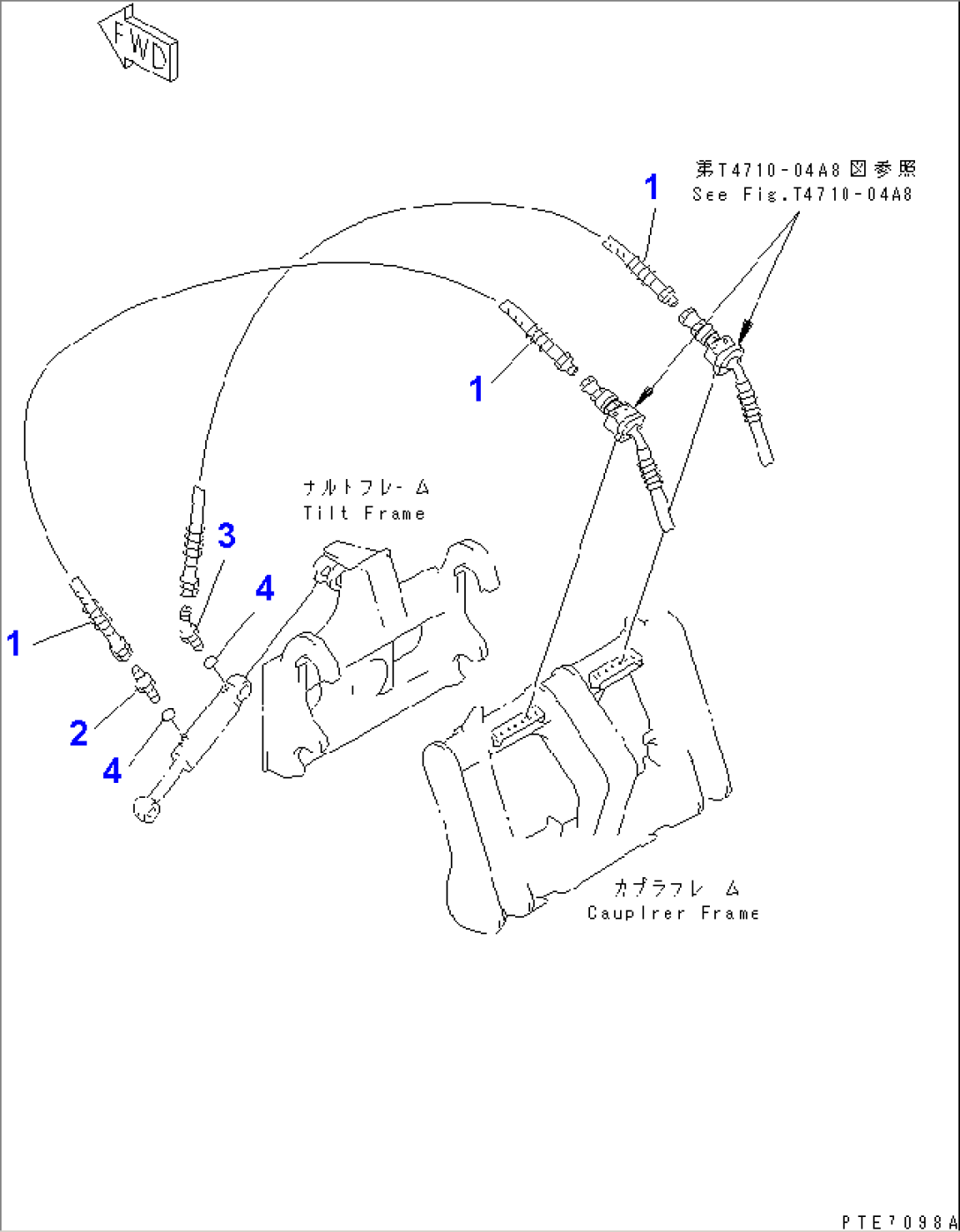 BLADE (TILT CYLINDER LINE) (P.A.P.) (WITH MULTI COUPLER) (WITH POWER TILT)