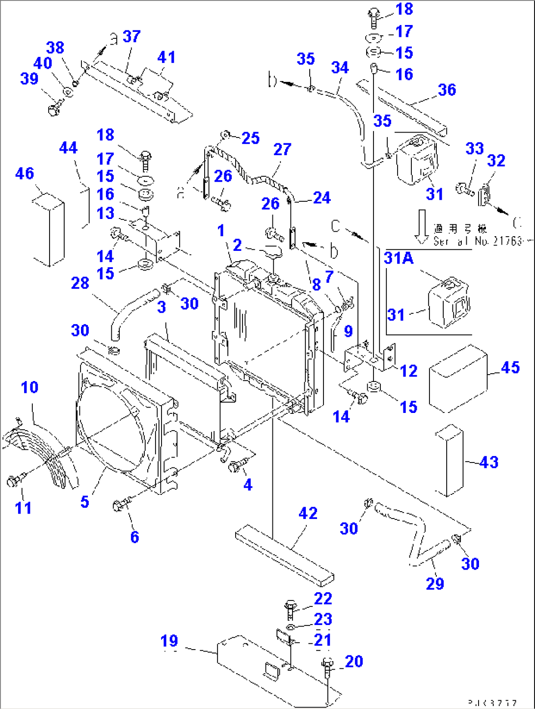 RADIATOR AND OIL COOLER (NORTH AMERICA SPEC.)(#21450-22999)
