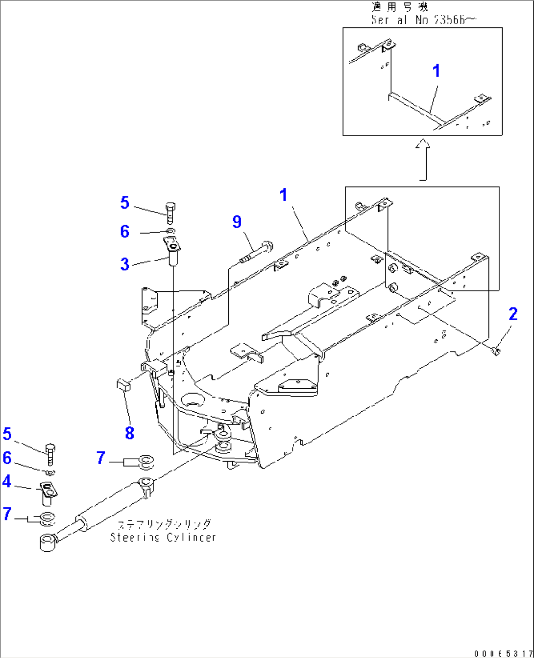 REAR FRAME (FOR REAR P.T.O. SHAFT) (FOR NORTH AMERICA)