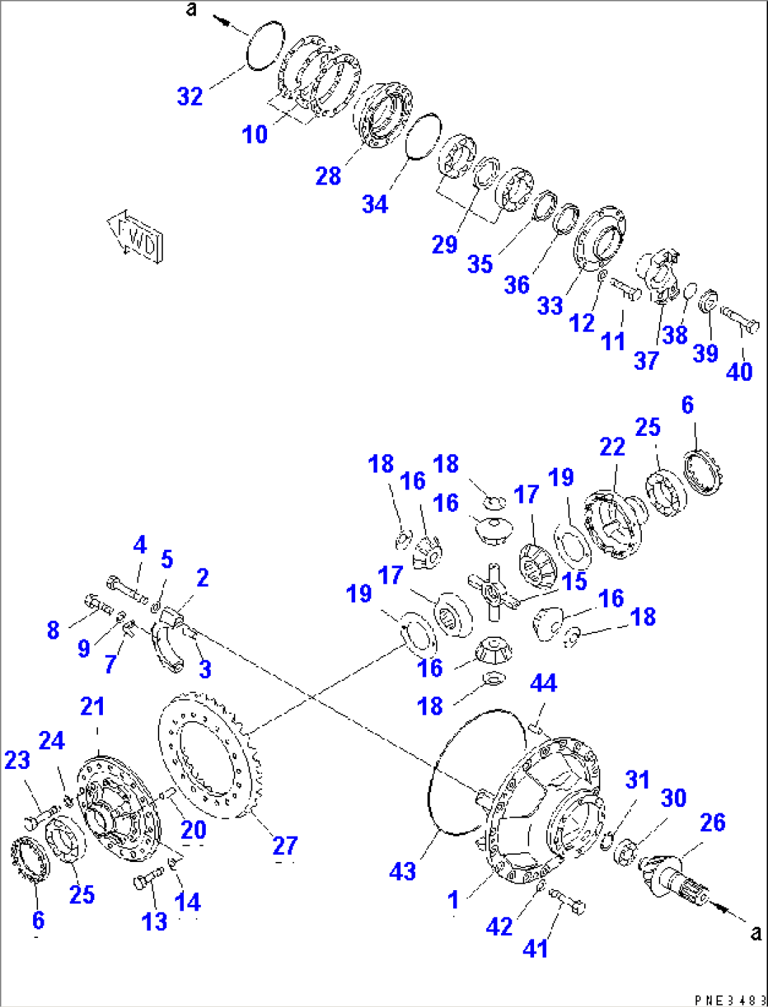 FRONT AXLE (DIFFERENTIAL AND MOUNTING PARTS) (BRAKE COOLING)(#54026-)