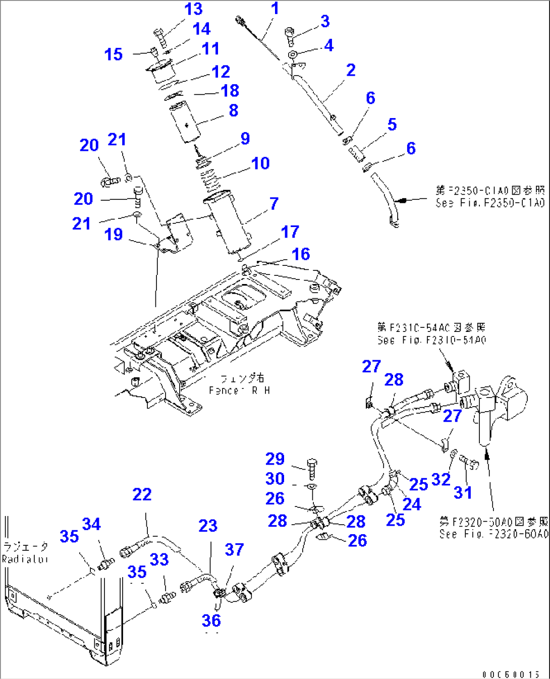 POWER LINE OIL COOLER PIPING AND FILTER (FOR CLUTCH AND BRAKE)