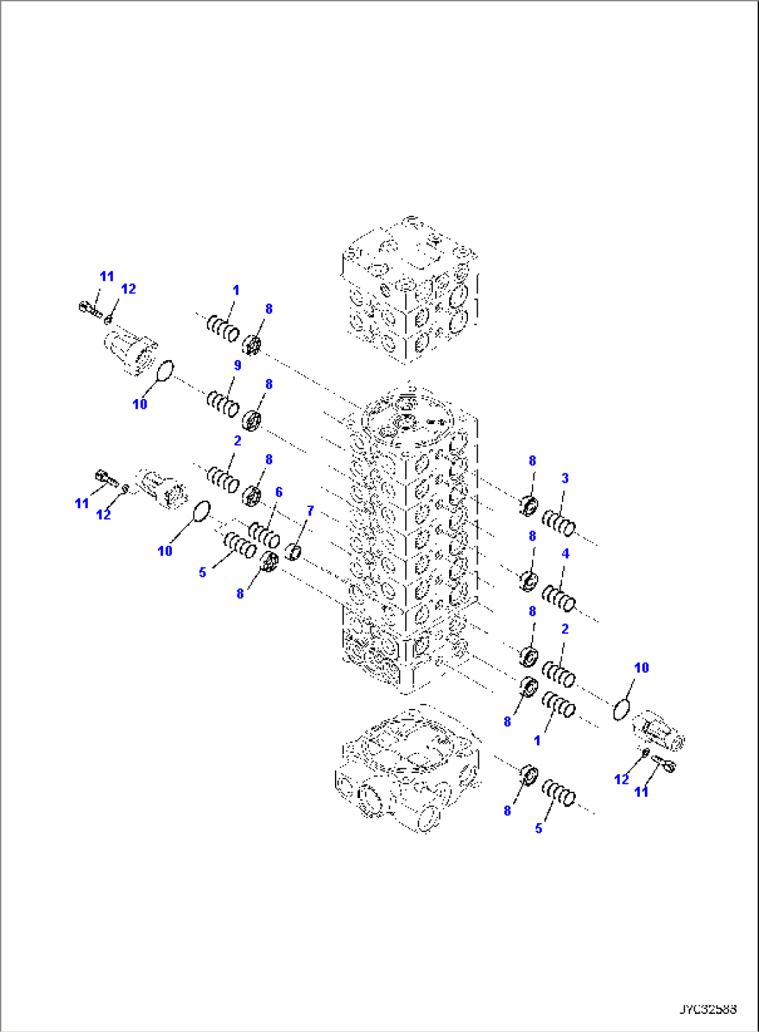 MAIN CONTROL VALVE, 2-ATTACHMENT, INNER PARTS (2/14)