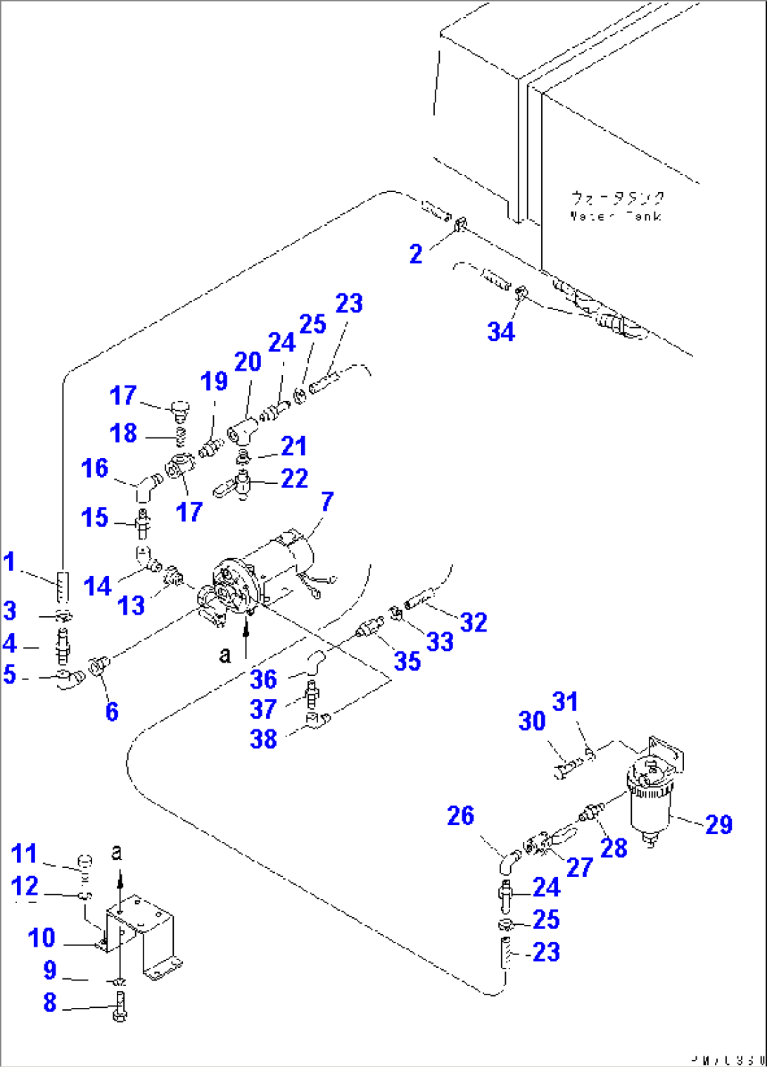 WATER SPRAY PIPING (1/3) (WATER TANK TO WATER PUMP TO WATER STRAINER)(#5041-5496)