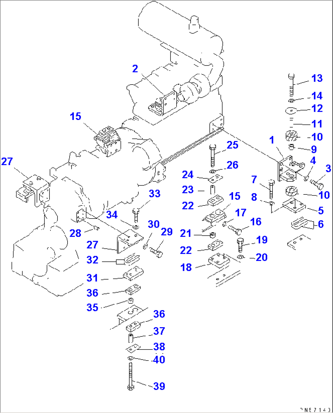 ENGINE AND TRANSMISSION MOUNTING PARTS (WITH AIR CONDITIONER)(#3322-)
