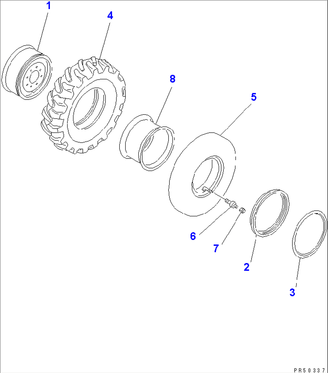 WHEEL AND TUBED TIRE (14.00-24-12PR)