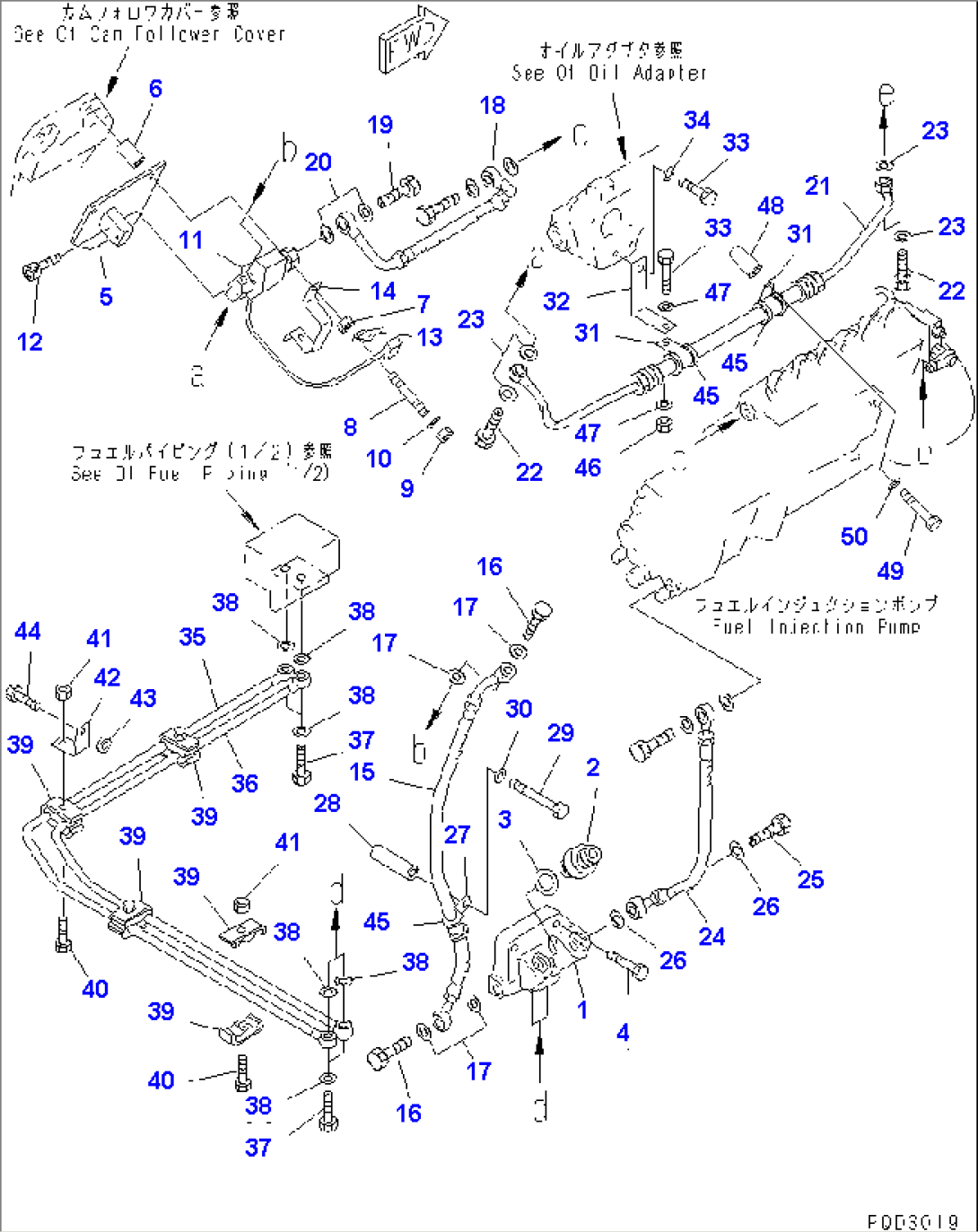 FUEL PIPING (2/2) (R.H. BANK) (FOR ELECTRICAL GOVERNOR)(#12364-)