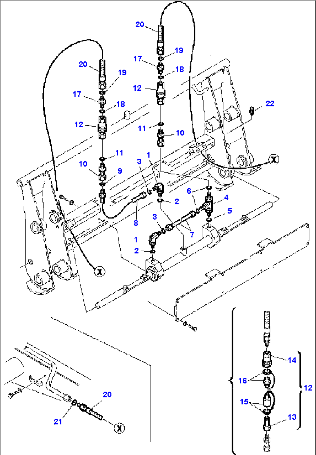 FIG. H6680-01A0 HYDRAULIC PIPING - BUCKET FAST COUPLING LINE