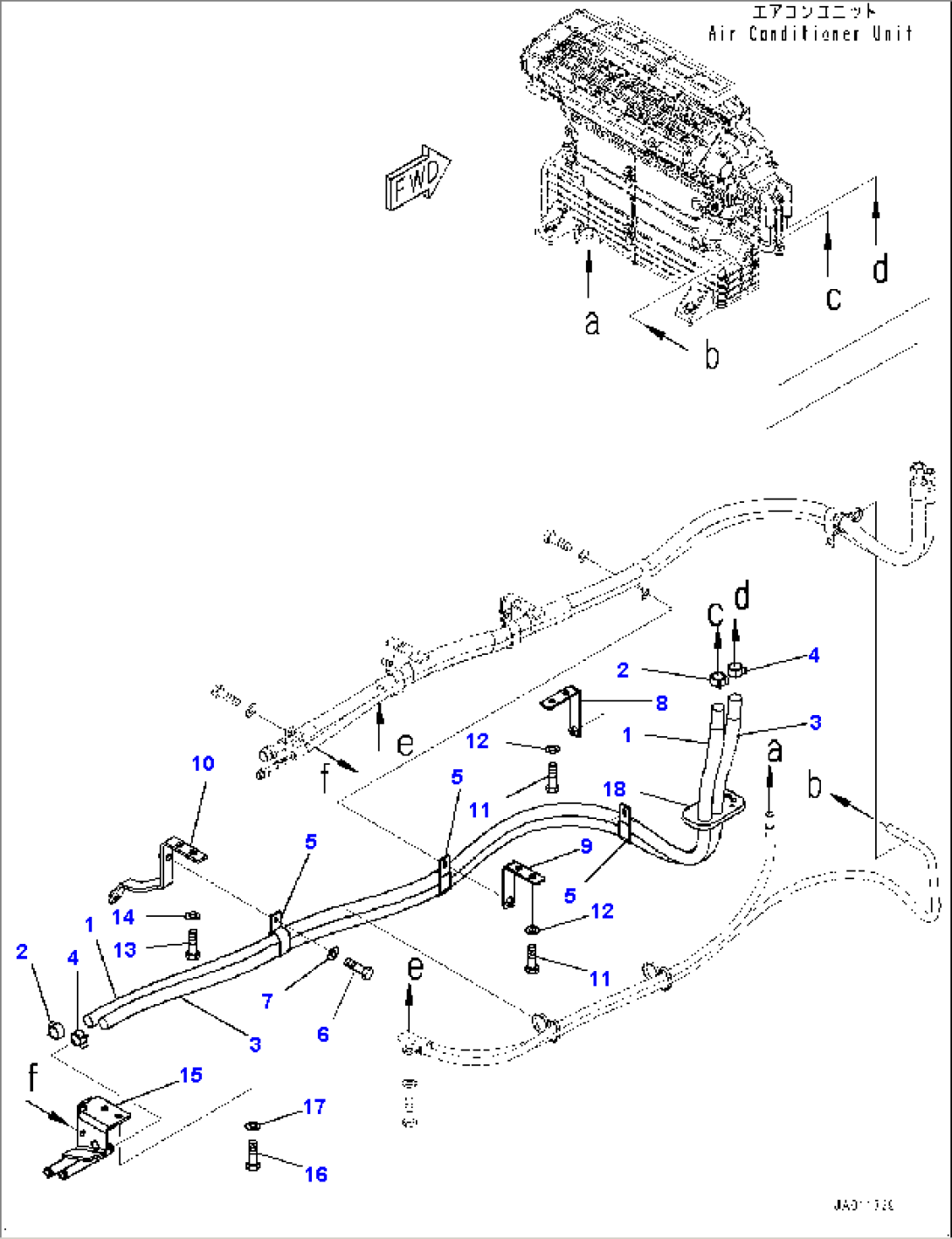 ROPS Cab and Floor Frame Group, Heater Piping (#80001-)