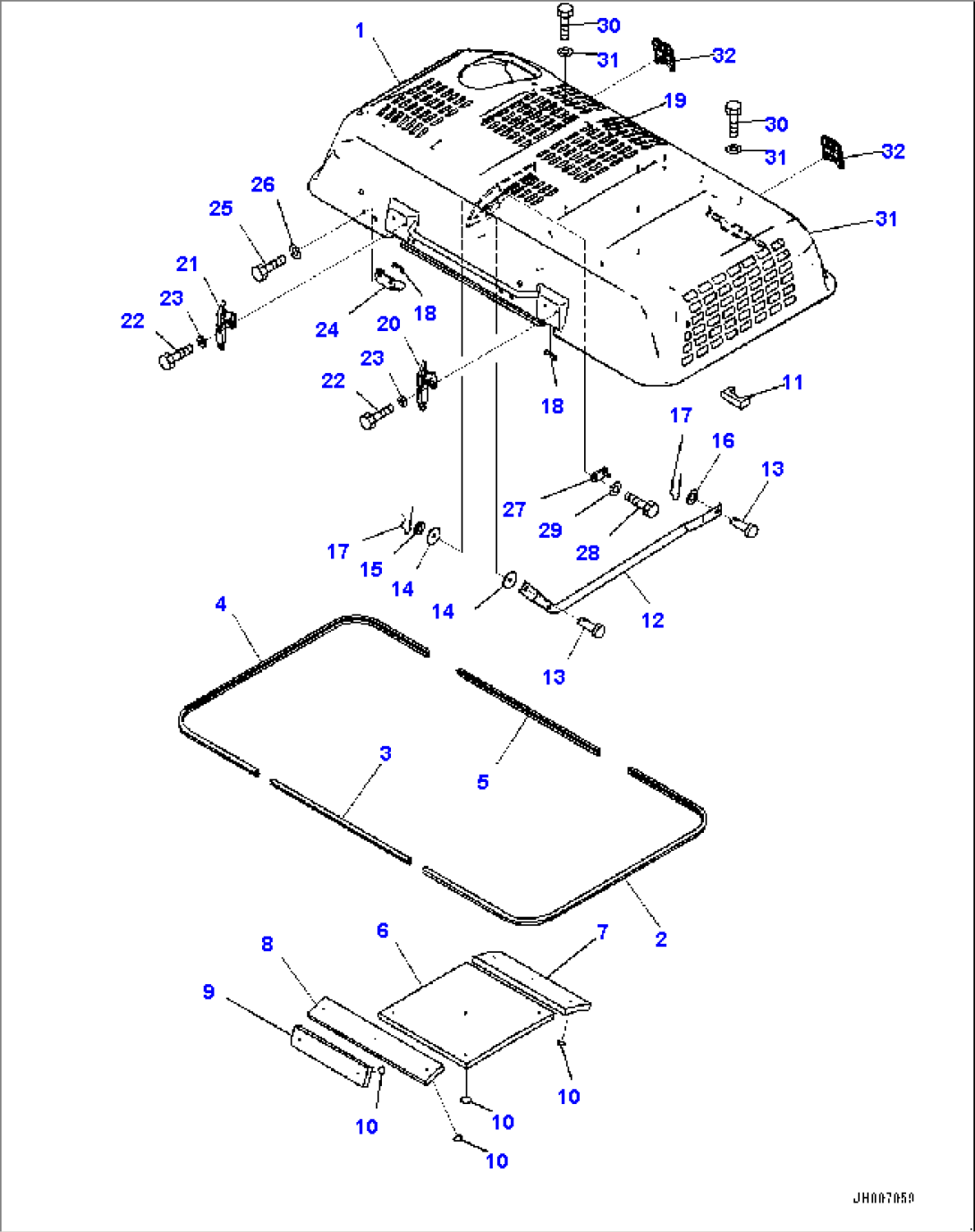 Engine Hood, Hood and Bracket (#450001-453129)