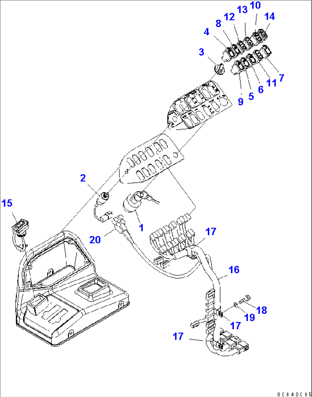 LOADER CONTROL (SWITCH) (WITH FNR SWITCH AND LOCK-UP)(#55001-)