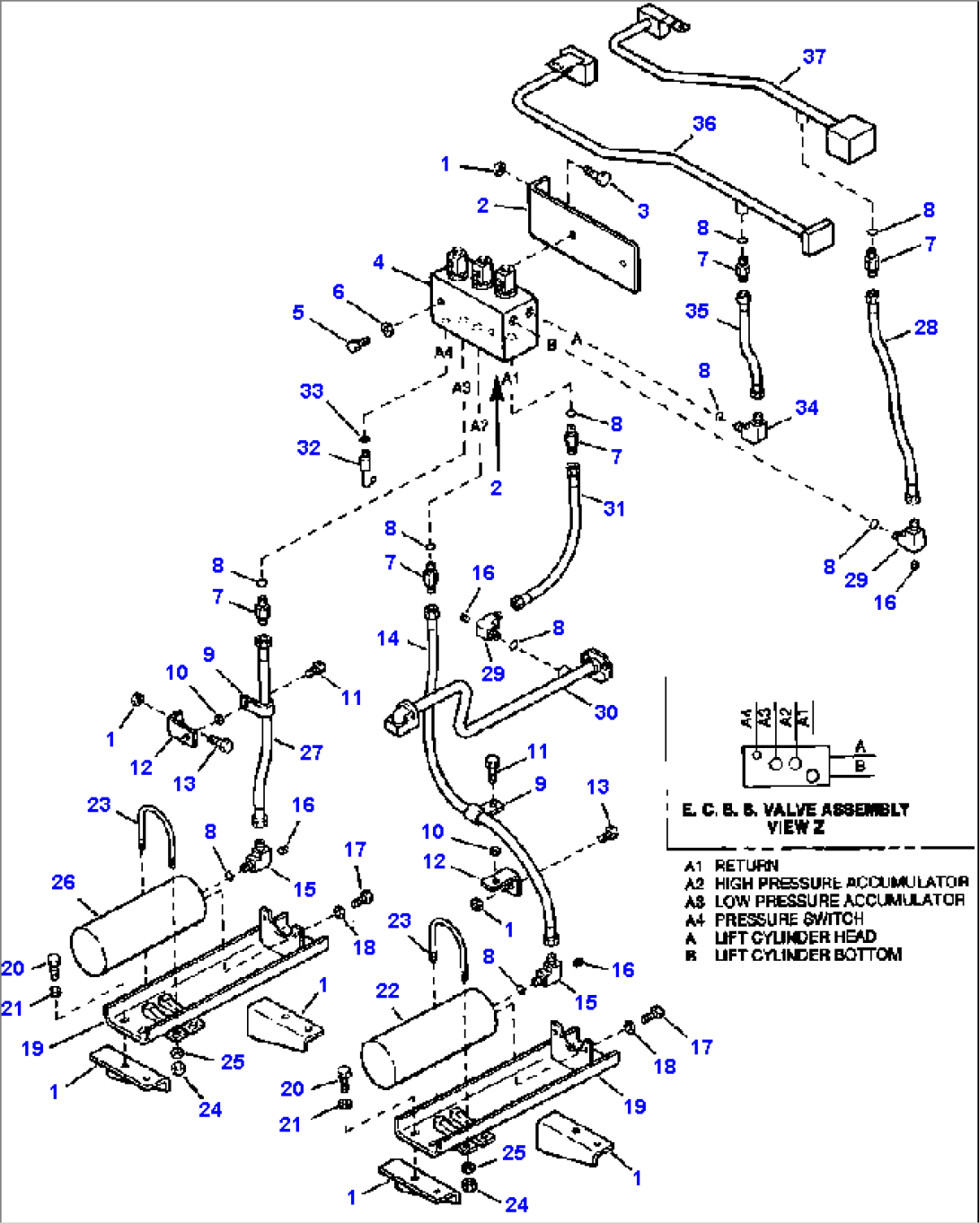 HYDRAULIC PIPING CONTROL VALVE TO E.C.S.S. VALVE TO ACCUMULATORS