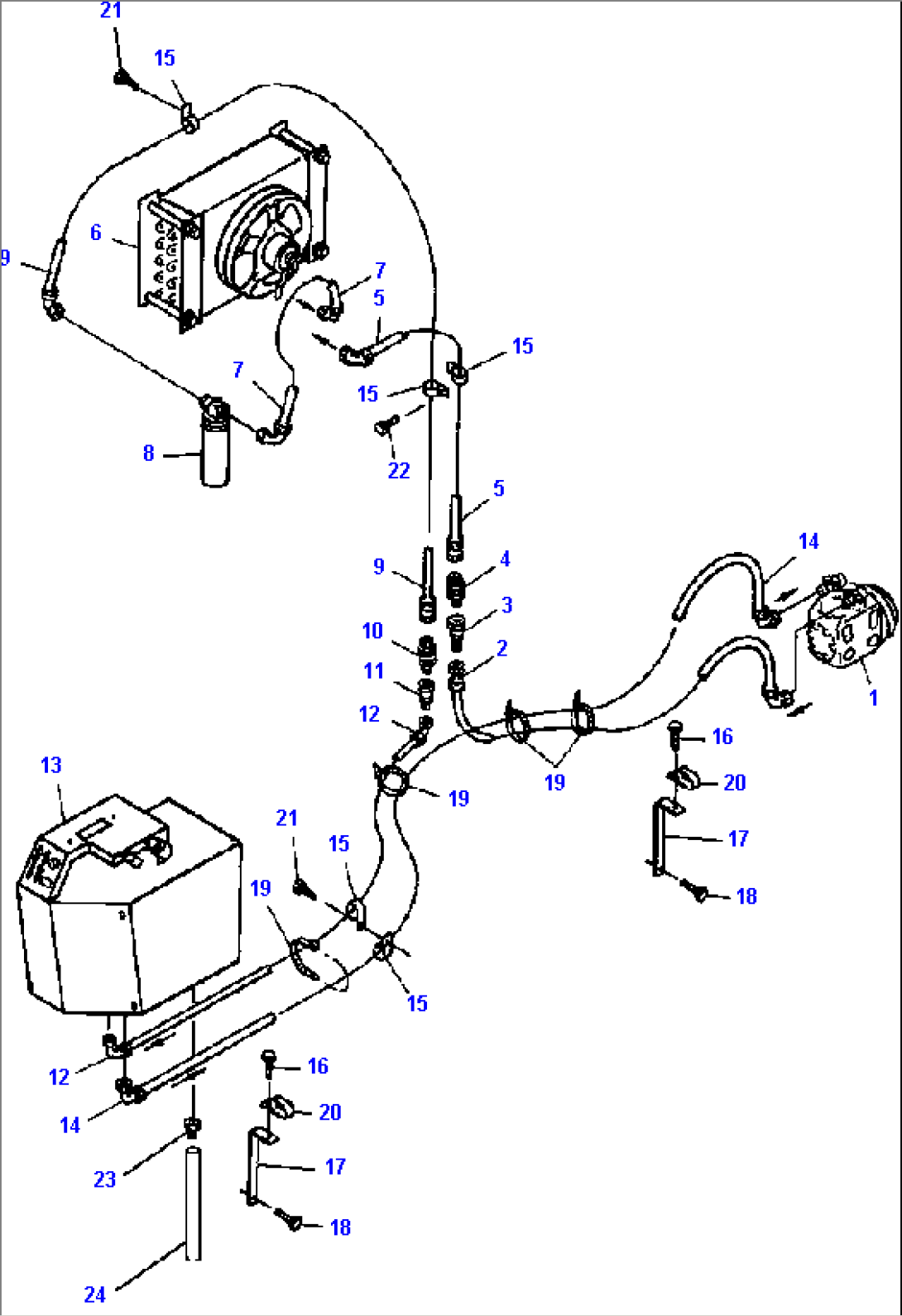 FIG NO. 5535A CAB AIR CONDITIONER PIPING S/N 4025 AND UP