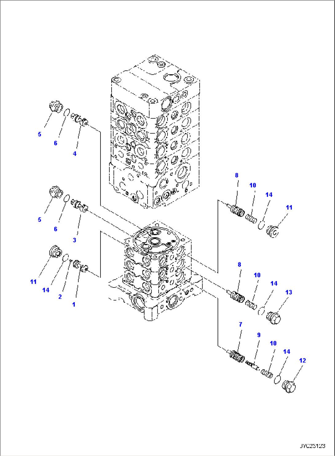 CONTROL VALVE (1-ADDITIONAL ACTUATOR PIPING, ACCUMULATOR, BOOM AND ARM ANTI-DROP VALVE, QUICK COUPLING) (7-VALVE) (11/27)