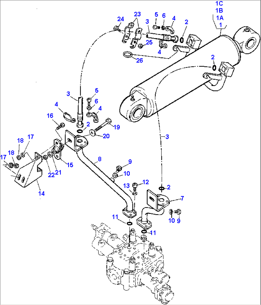 BUCKET CYLINDER AND PIPINGS