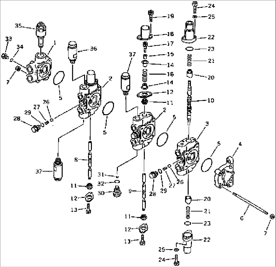 HYDRAULIC CONTROL VALVE (3-SPOOL) (1/2) (FOR POWER TILT MECHANICAL ANGLE BLADE)
