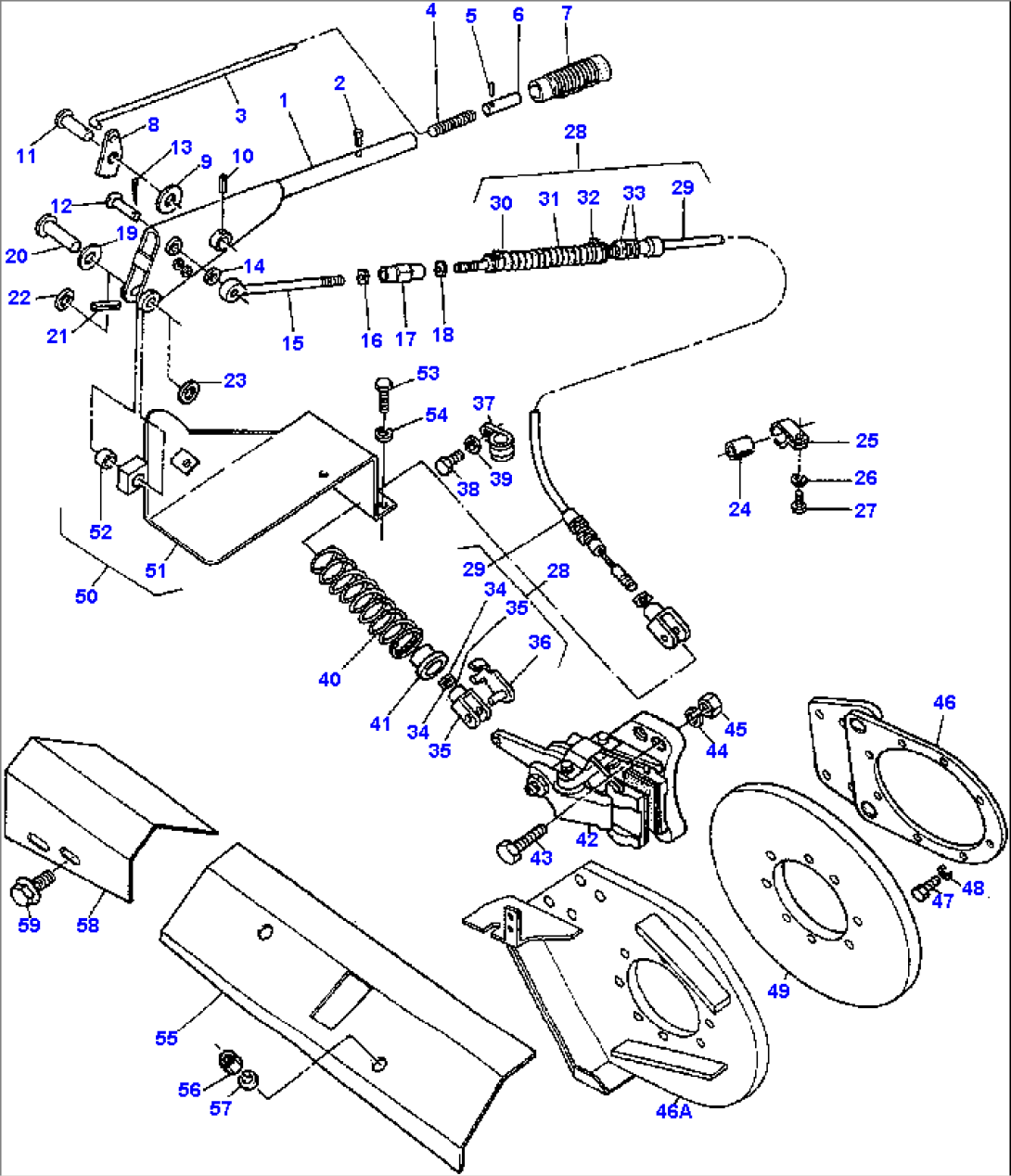 HAND BRAKE AND OPERATING ASSEMBLY