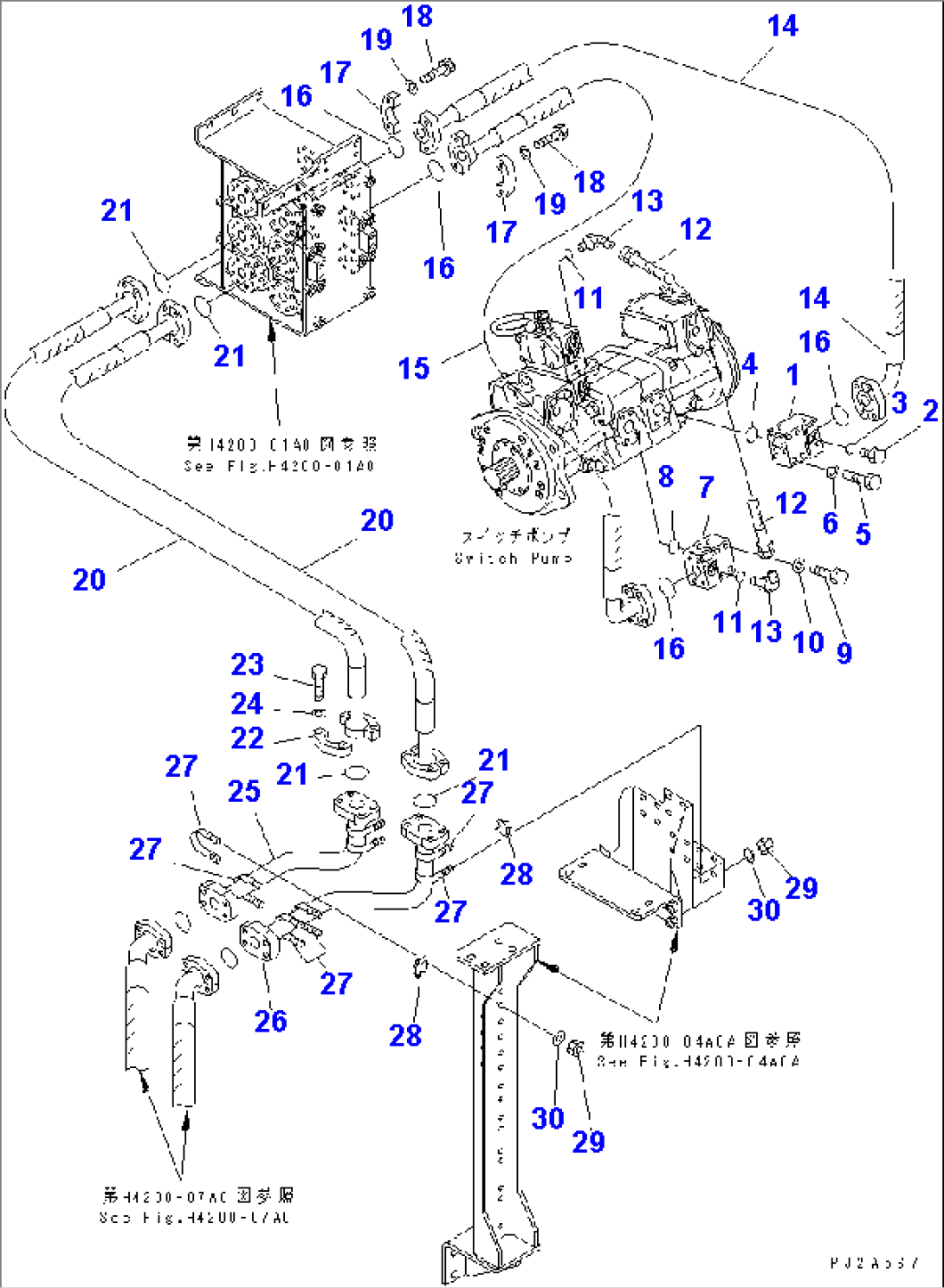 HYDRAULIC LINE (SWITCH PUMP TO FRONT TUBE 1/2)(#50003-)