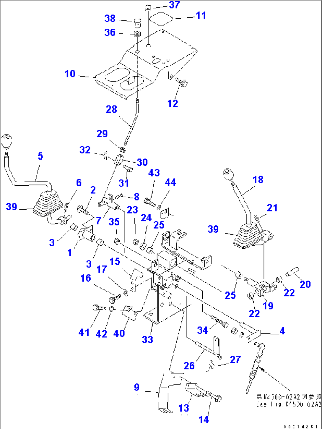 WORK EQUIPMENT CONTROL (LEVER) (FOR FRONT ATTACHMENT)