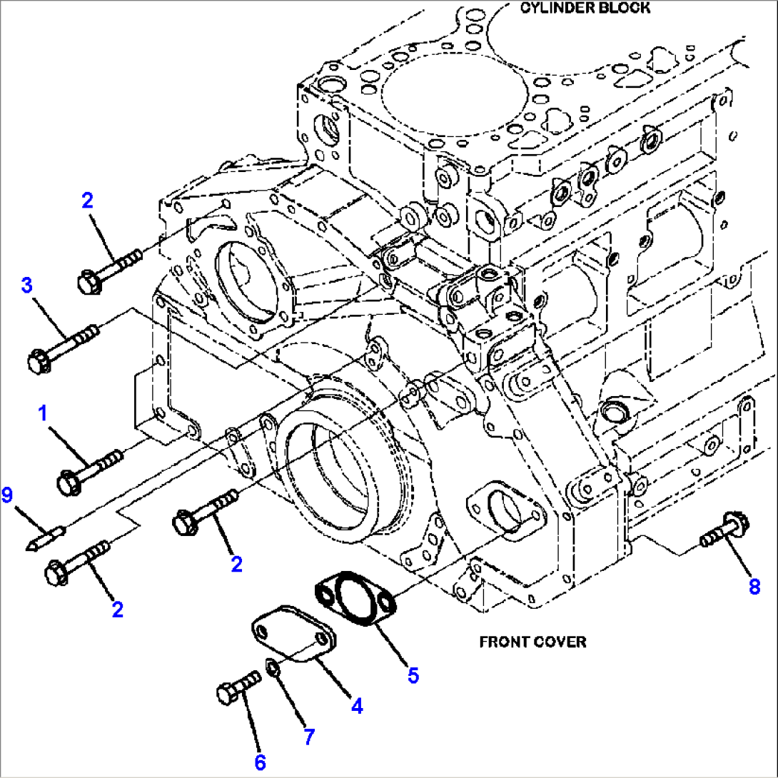 A2041-A3H9K FRONT GEAR COVER MOUNTING BOLT AND POINTER