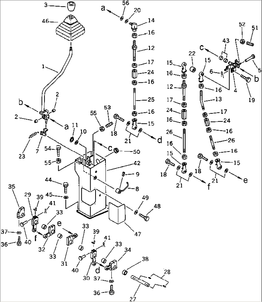 WORK EQUIPMENT CONTROL LEVER (ARM AND SWING) (6 WAY SHIFT PATTERN SPEC.)(#1001-3400)