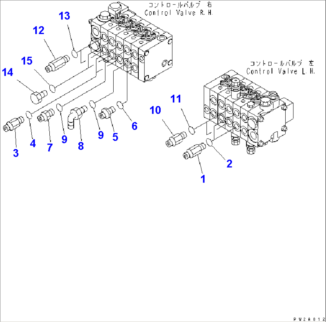 HYDRAULIC PIPING (CONNECTING PARTS¤ FOR MAIN VALVE) (WITH RIPPER AND BLADE ACCUMULATOR)(#50001-51000)