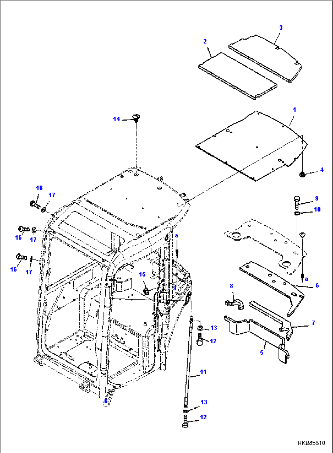 CAB, 1-ATTACHMENT, CAB IN PARTS, REAR COVER