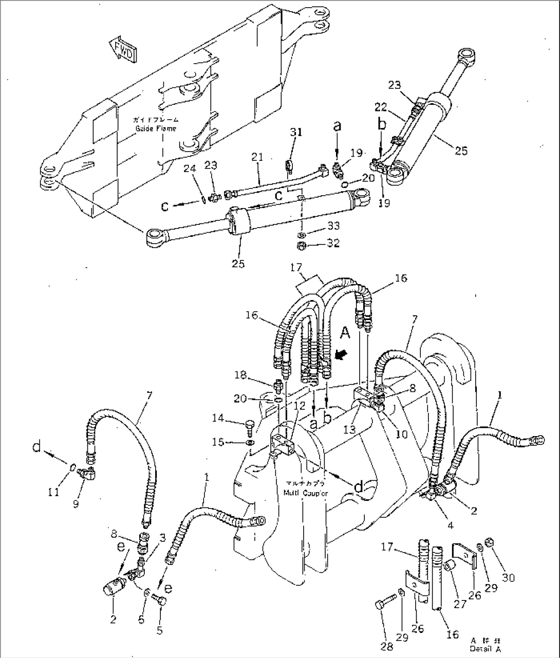 SIDE SHIFT¤ PITCH AND ANGLE SNOW PLOW (ANGLE CYLINDER LINE) (WITH HYDRAULIC MULTI COUPLER)(#10001-(0006))