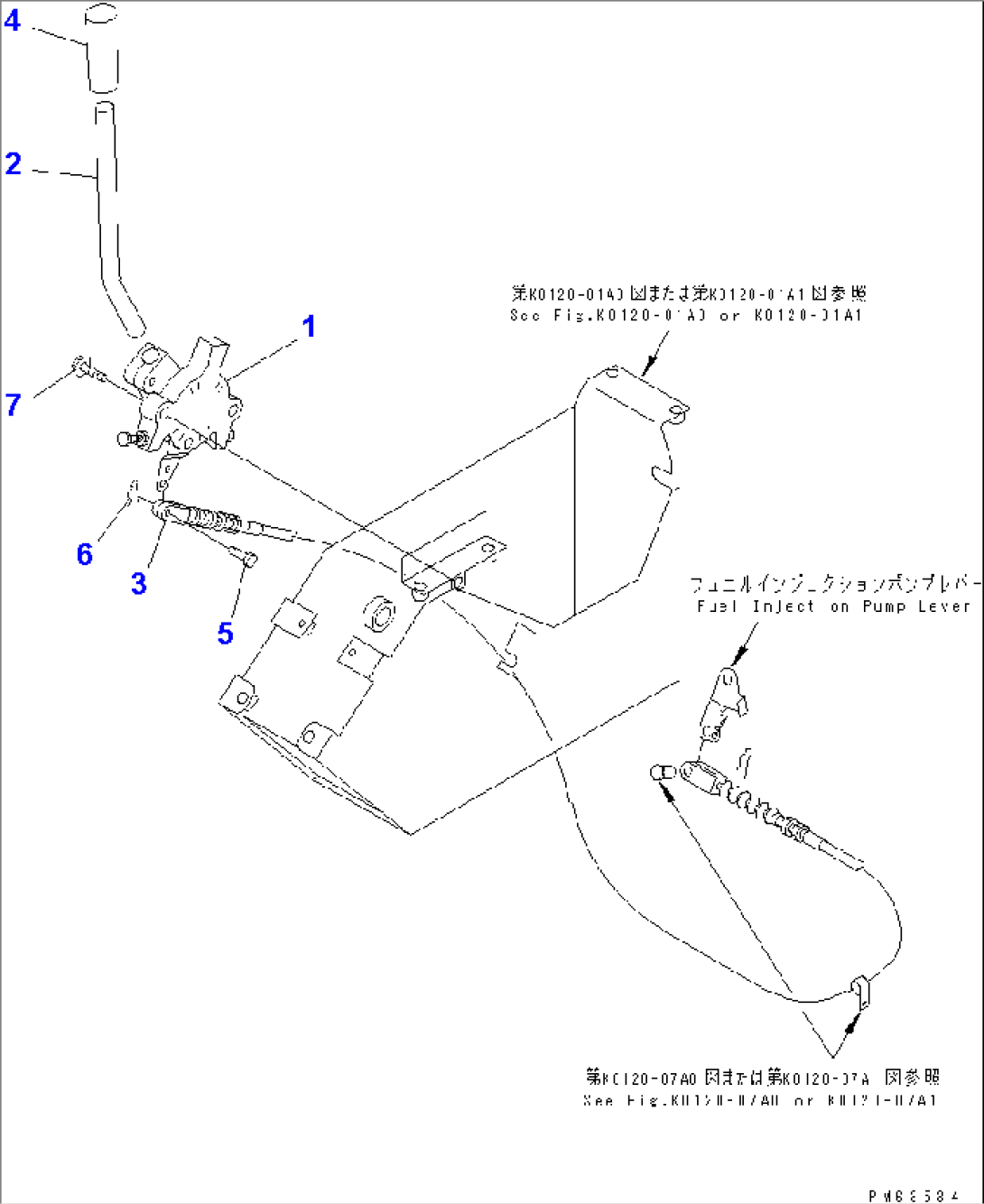 FUEL CONTROL LEVER AND LINKAGE (WITHOUT ONE TOUCH DECEL.)