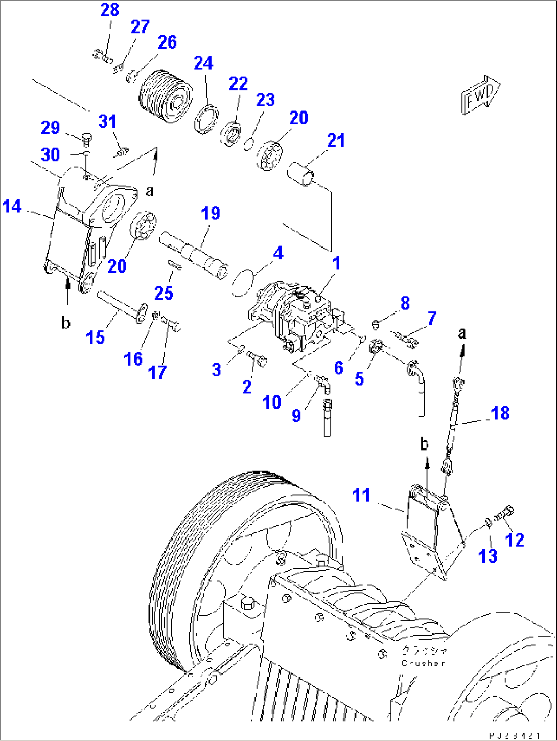 CRUSHER (MOTOR AND MOUNTING PARTS)(#1501-)