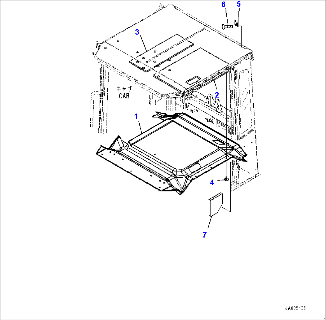 ROPS Cab and Floor Frame Group, Roof Cover (#70883-)