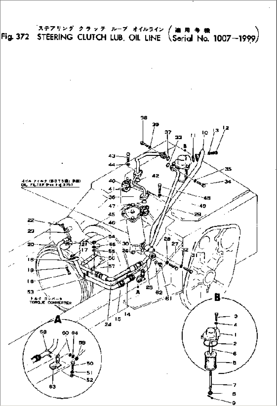 STEERING CLUTCH LUB. OIL LINE(#1007-1999)