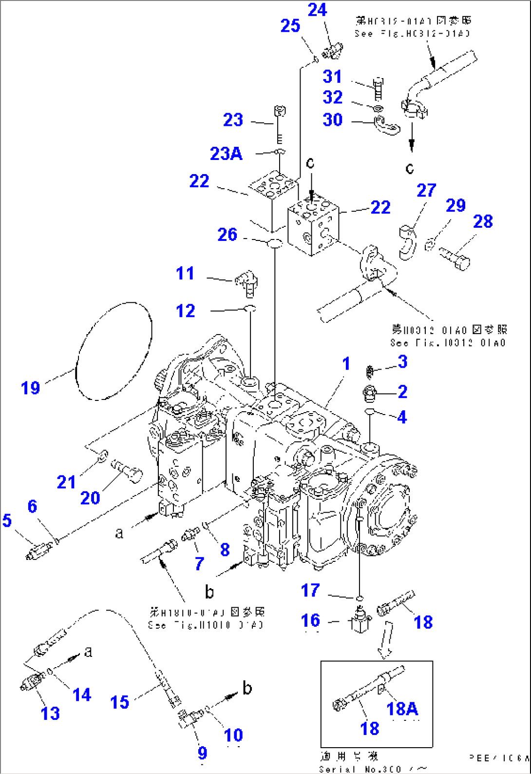NO.1 PUMP (JOINT PARTS) (WITH 3-STAGE SELECTOR MODE OLSS)(#30001-30174)