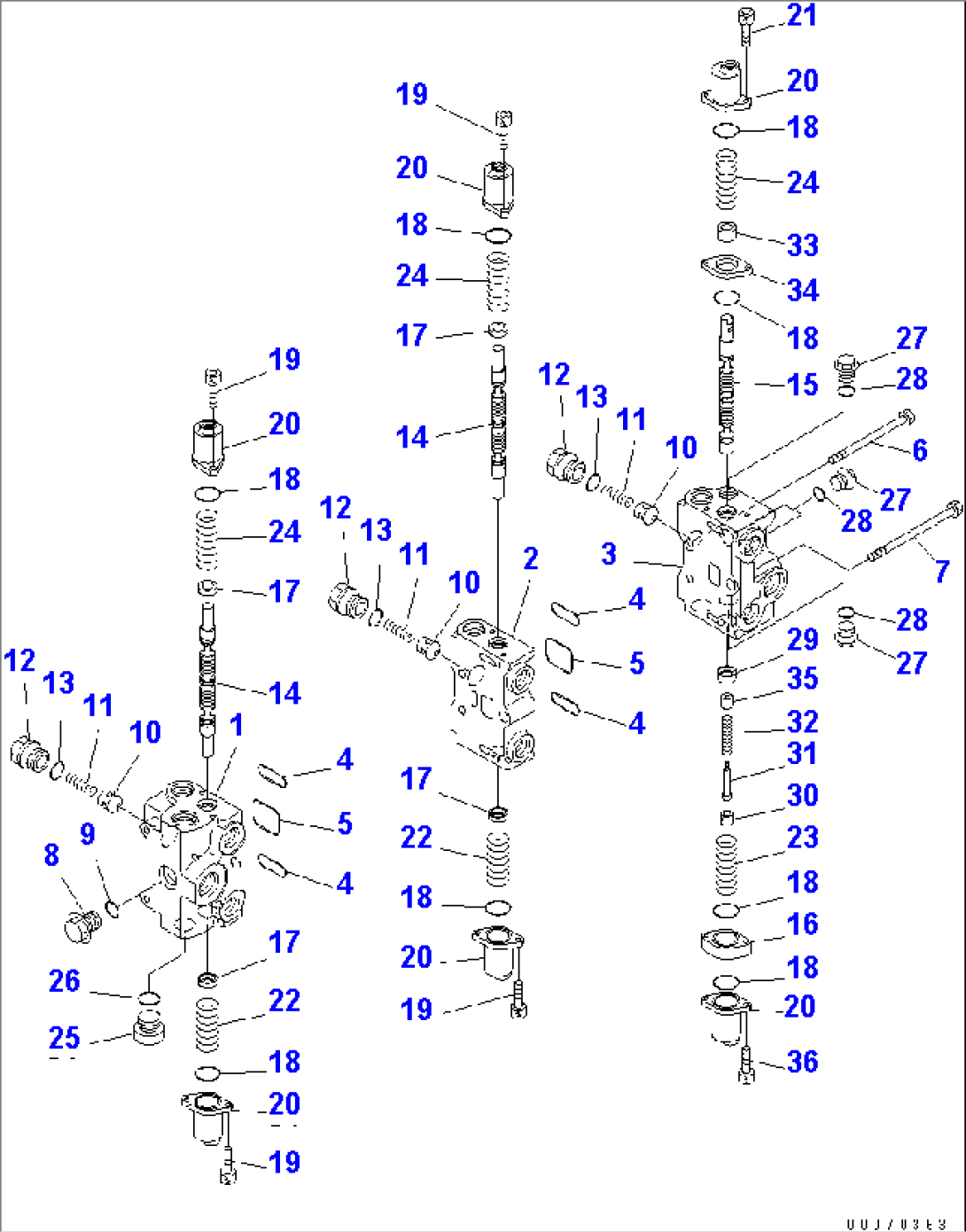 CONTROL VALVE (3-SPOOL) (1/2)(#70001-)