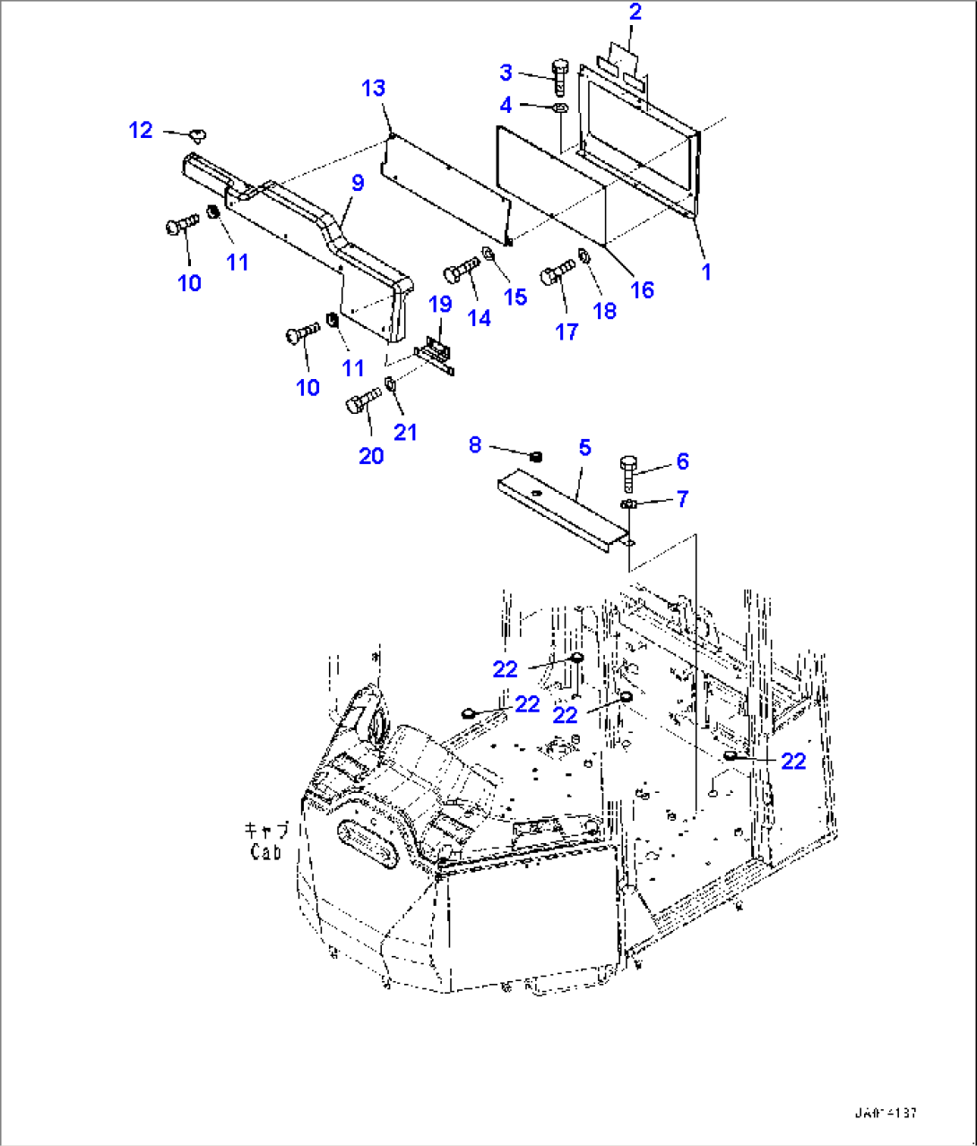 ROPS Cab and Floor Frame Group, Cab In Parts, Rear Cover (#75896-)