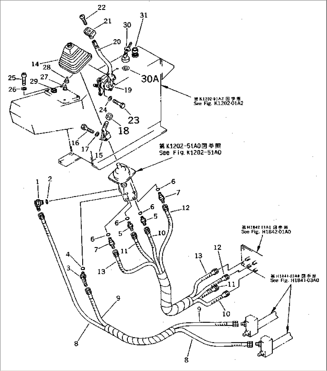 RIGHT CONTROL STAND (PPC VALVE JOINT PARTS) (W/3-STAGE SELECTOR OLSS) (WITHOUT RADIO)(FOR LOADER)