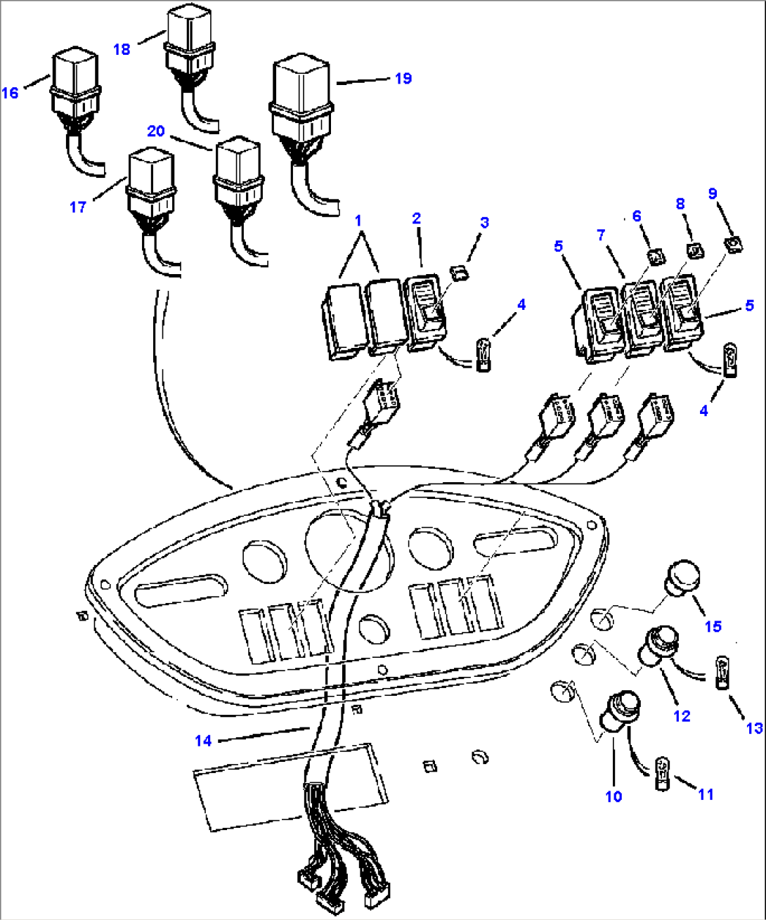 FIG. E1450-01A1 SIDE DASHBOARD - SWITCHES AND RELAYS