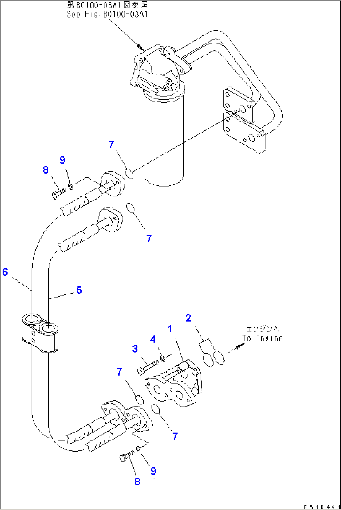 ENGINE MOUNTING (OIL FILTER LINE) (HOSE)(#K32001-)