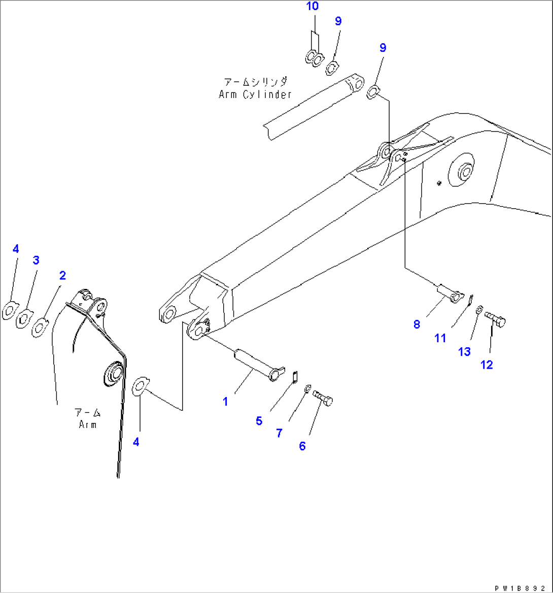 BOOM (TOP PIN AND ARM CYLINDER BOTTOM PIN)