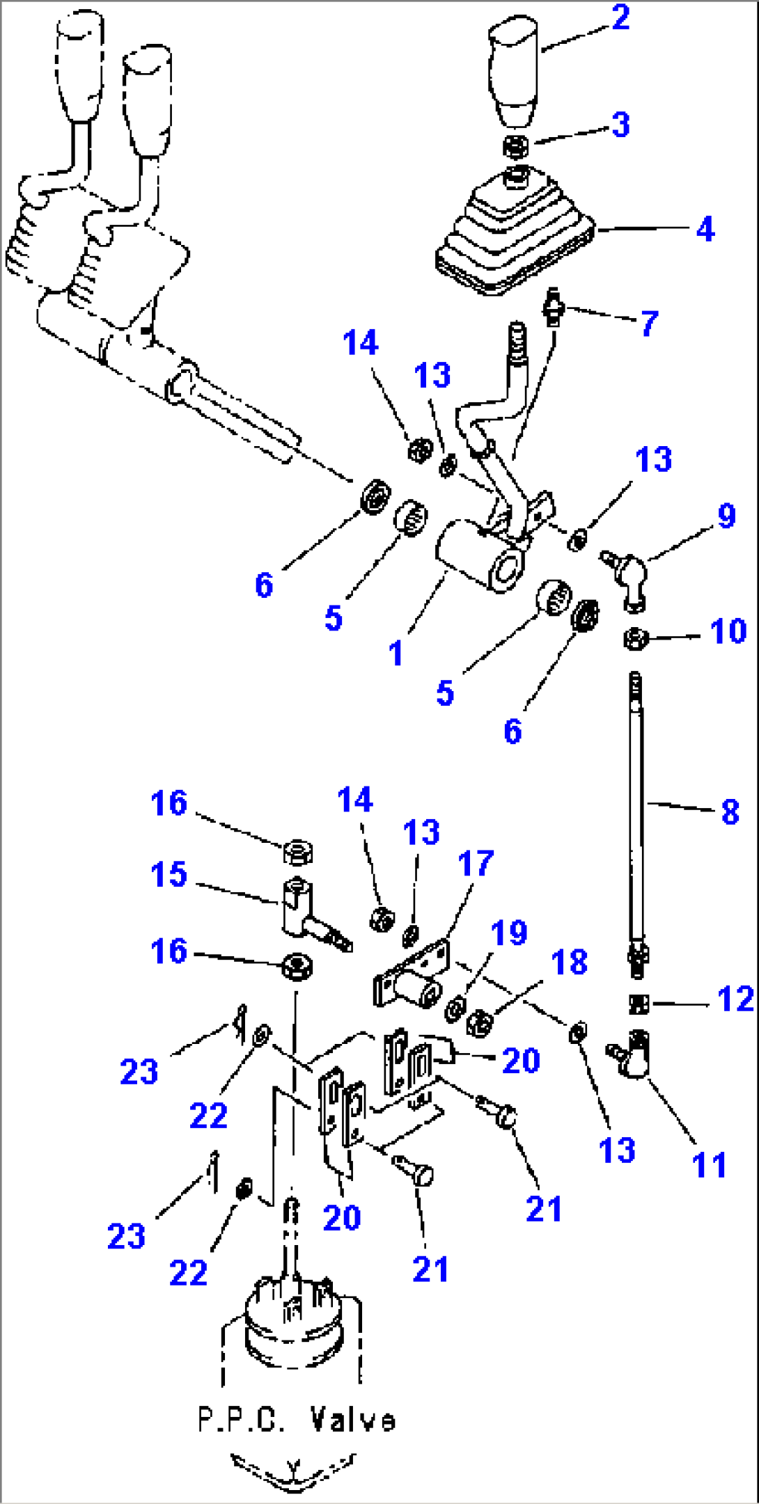 FIG. K4500-04A0 WORK EQUIPMENT - FRONT ATTACHMENT CONTROL LEVER AND LINKAGE
