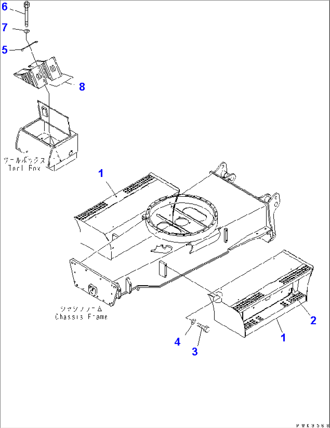 CHASSIS FRAME (TOOL BOX¤ STEP¤ WHEEL STOPPER)(#K32001-)