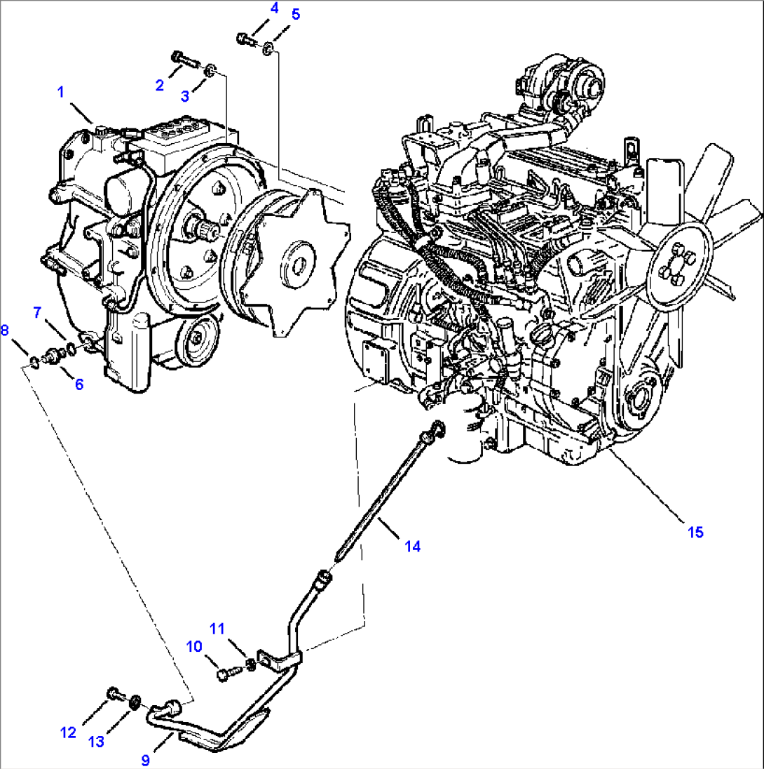 FIG. B1010-02A0 TIER I ENGINE AND TRANSMISSION CONNECTIONS