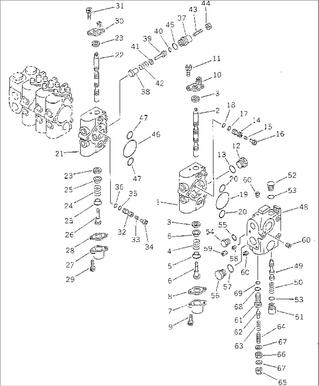 HYDRAULIC CONTROL VALVE¤ L.H. (1/2) (5-SPOOL)