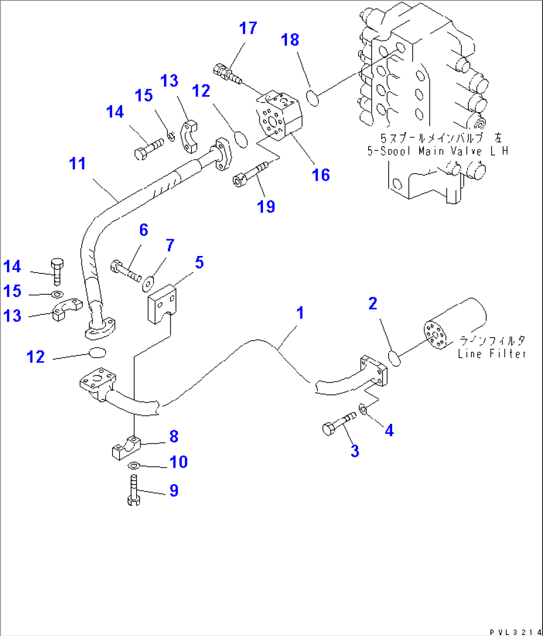 DELIVERY LINES (FILTER TO 5-SPOOL VALVE¤ L.H.)(#11002-)