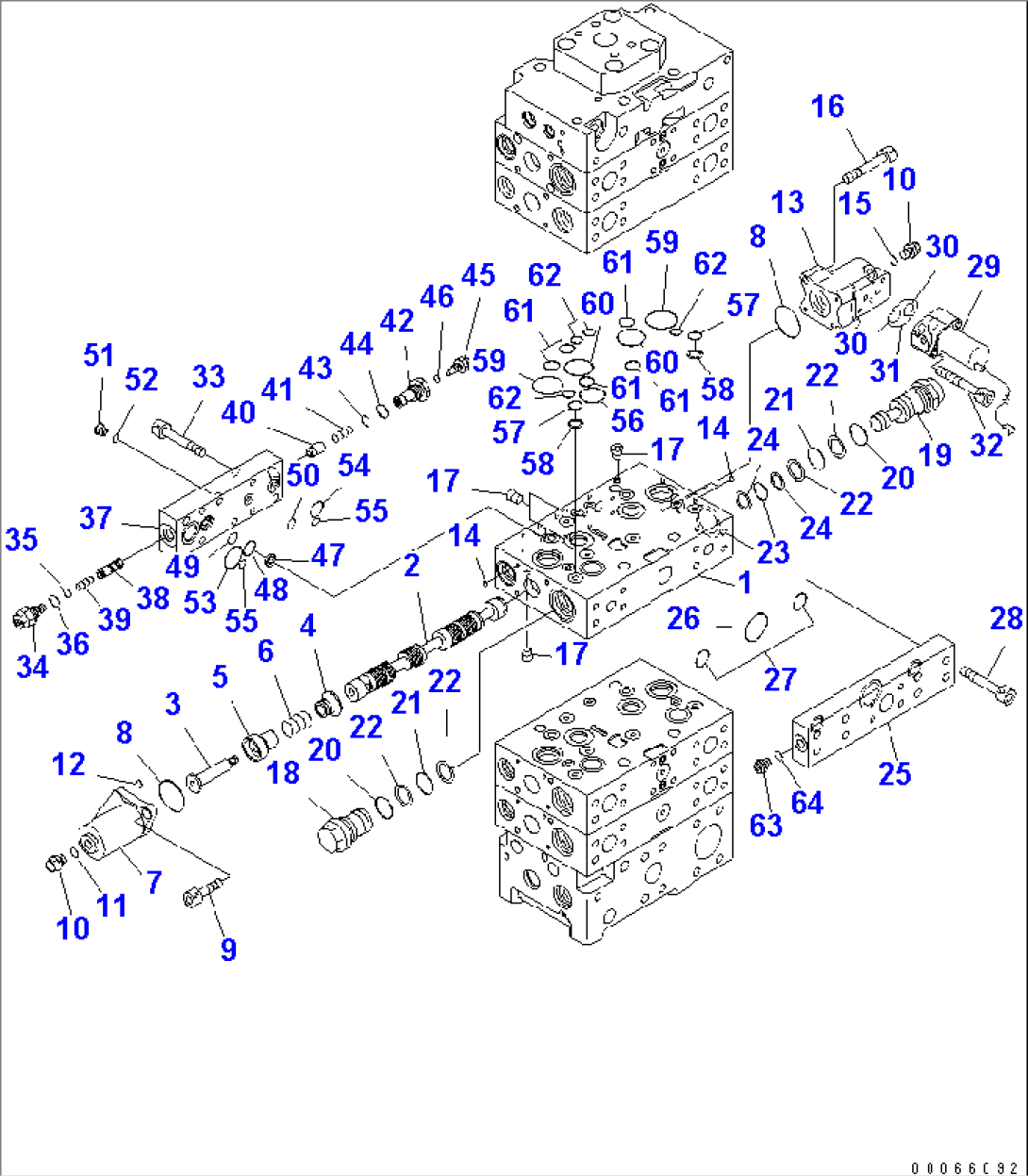 MAIN VALVE (3-SPOOL) (FOR E.C.S.S.) (8/12)(#55001-)