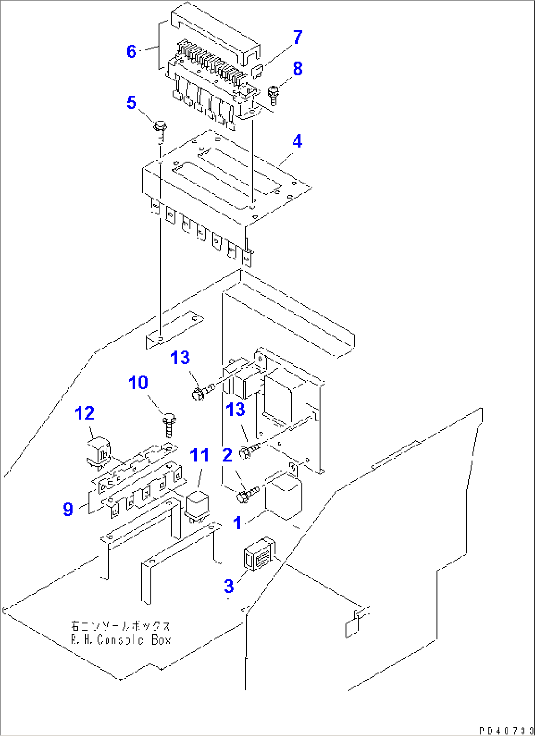 ELECTRICAL SYSTEM (R.H. CONSOLE BOX LINE) (WITH 2-PERSONS CAB)(#60001-)